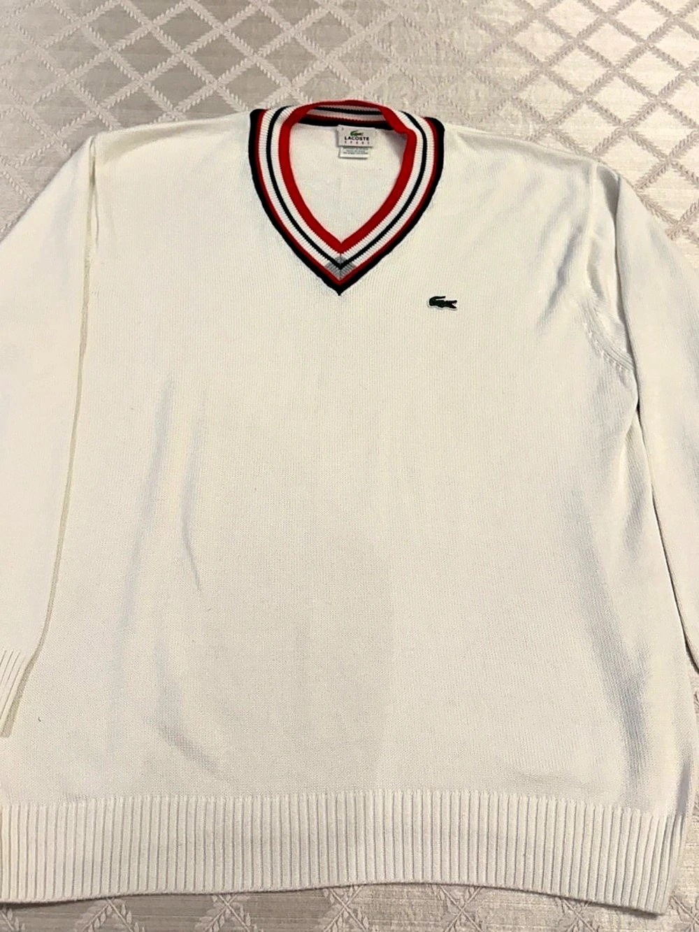 Lacoste Sport V-Neck Tennis Sweater Men's White